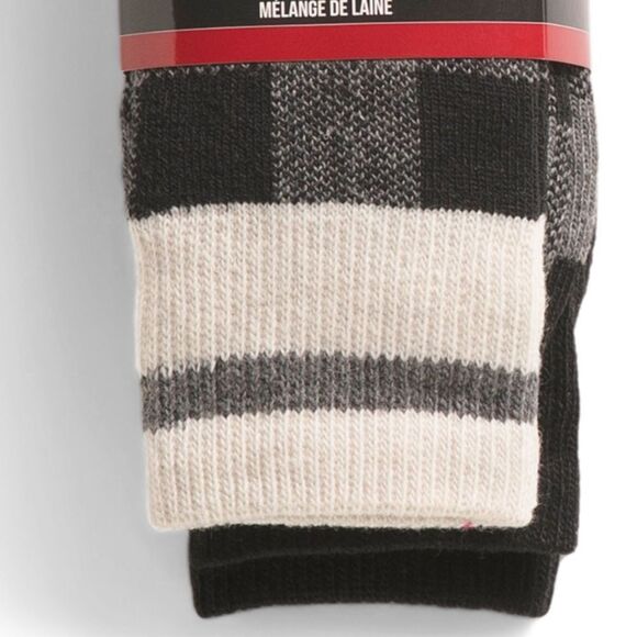 KODIAK Thermal Black White Gray M US W 4-10 Buffalo Plaid Wool Boot Socks 2 pk - Picture 5 of 6